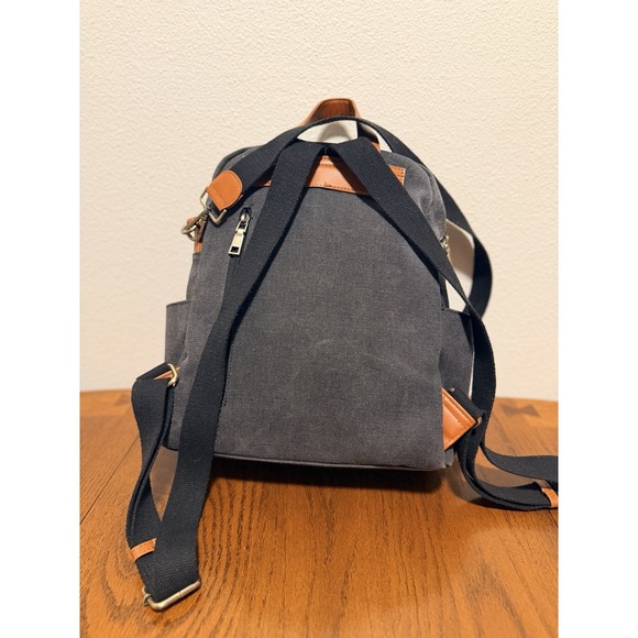 Antik Kraft Willa Canvas Backpack Purse Blue Gray Zippered Pockets Travel - Picture 5 of 9